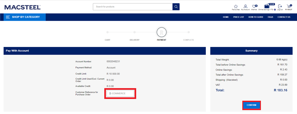 Cart - Payment Page